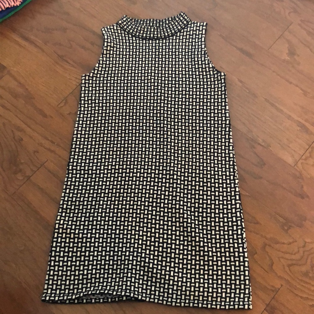 Zara black + white mock neck knit dress-size Small